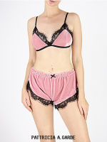 PATTRICIA A.GARDE Velvet And Lace Triangle Bra เสื้อชั้นในผ้าลูกไม้และกำมะหยี่