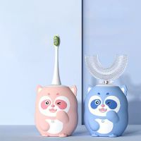 Childrens Rechargeable Electric Toothbrush U Shaped 360 Degrees Automatic Sonic Tooth Brush Cartoon for Kids 6 Mode Smart Timer