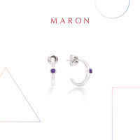 MARON✨ [ของแท้] ต่างหูเสริมดวง ต่างหูพลอยแท้ เงินแท้ แถมฟรี ผ้าเช็ดเครื่องประดับ มีใบรับประกัน พร้อมกล่อง พร้อมส่ง I My DAYS Hoop Earring with Amethyst