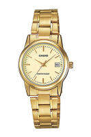 Casio Standard นาฬิกาข้อมือผู้หญิง สายสแตนเลส รุ่น LTP-V002G,LTP-V002G-9A,LTP-V002G-9AUDF - สีทอง