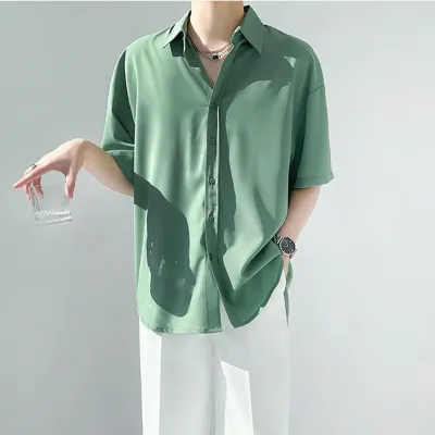 ▼₪☂ 2063 ✨MOLLGE✨Summer Korean Fashion Abstinence Short-sleeved Korean Business Mens Shirt