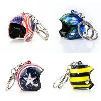 Motorcycle Helmet Keychain Star Flag Bee Kawaii Key DIY Doll Safety Hat Car Bag Pendant Essory Kids Toy Promotional Gift
