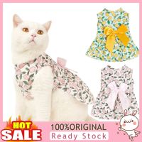 [B 398] Pet Dress Bowknot Decor Pullover High Elasticity Lemon Printing Sleeveless Puppy Dog Skirt Pet Fruit Dress for Home Wear