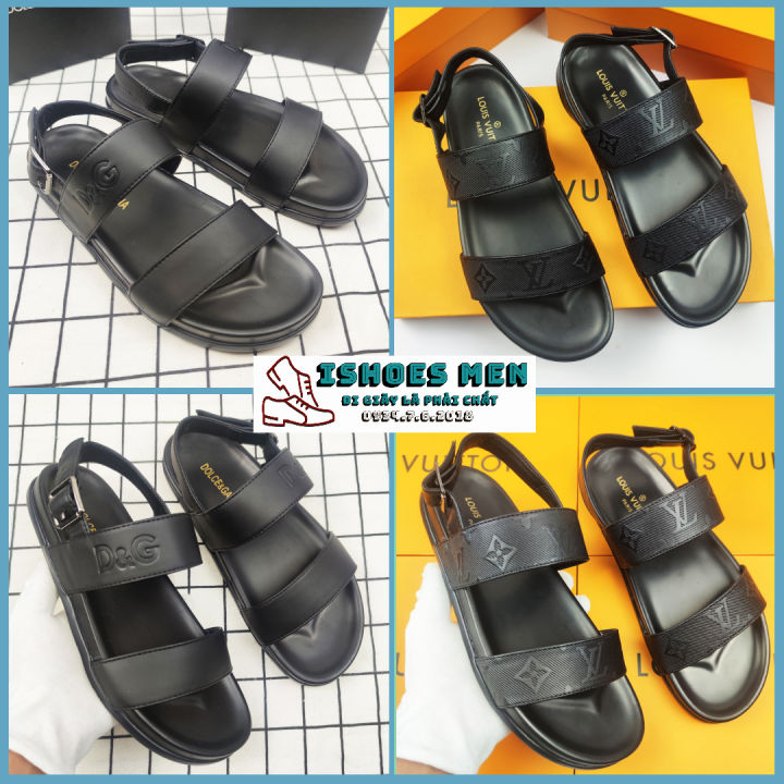 Louis Vuitton Black leather sandals Mens UK 8  eBay
