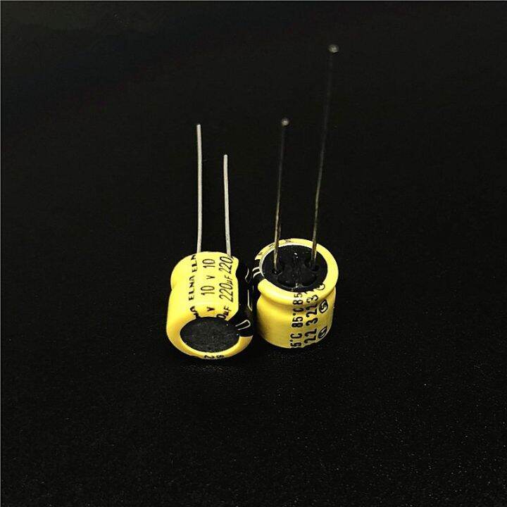 10pcs-100pcs-220uf-10v-elna-yellow-8x7mm-10v220uf-audio-capacitor