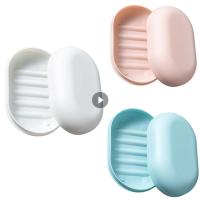 Soap Box Soap Dish With Lid Oval Super Sealed Storage Box Waterproof Travel Home Bathroom Soap Storage Box Plastic Rack Supplies Soap Dishes