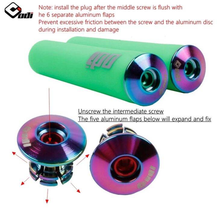 odi-ปลอกแฮนด์คันจับรถจักรยานปลอกแฮนด์จับจักรยานฝาปิดกันลื่นได้น้ำหนักเบามากจุกปิดปลายจับจักรยานสีอะลูมินัมอัลลอยด้วยไฟฟ้าสำหรับชิ้นส่วนด้ามจับจักรยาน