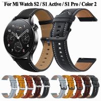 ∋۞□ Leather Strap 22mm Watchband For Xiaomi Mi Watch S1 Pro /S1 Active Color 2 /Mi Watch S2 46mm 42mm Wristband Belt Bracelet correa