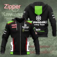 Xzx180305 in stock! Kawasaki racing team 3D print men zipper hoodies motorcycle racing over sized sport children Sweatshirt Jacket coats