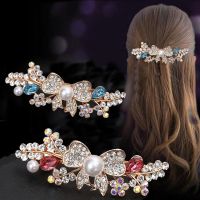 Korea New Fashion Pearl Rhinestone Hair Clip Exquisite Ladies Bow Hair Accessories