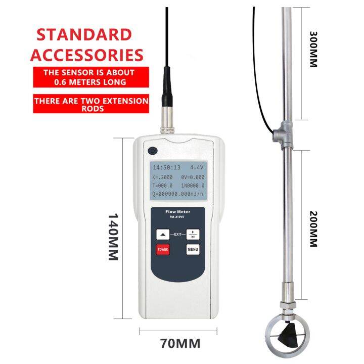 Portable flow rate meter FM 210V5 velocity measurement instrument
