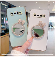 เคสใสพร้อมกระจก S10ไลท์สำหรับ Samsung Galaxy S10/S10พลัส/กรอบสี่เหลี่ยมเคลือบ6D หรูหราทำจากซิลิโคนเคสมือถือกันกระแทกสำหรับเด็กผู้หญิง