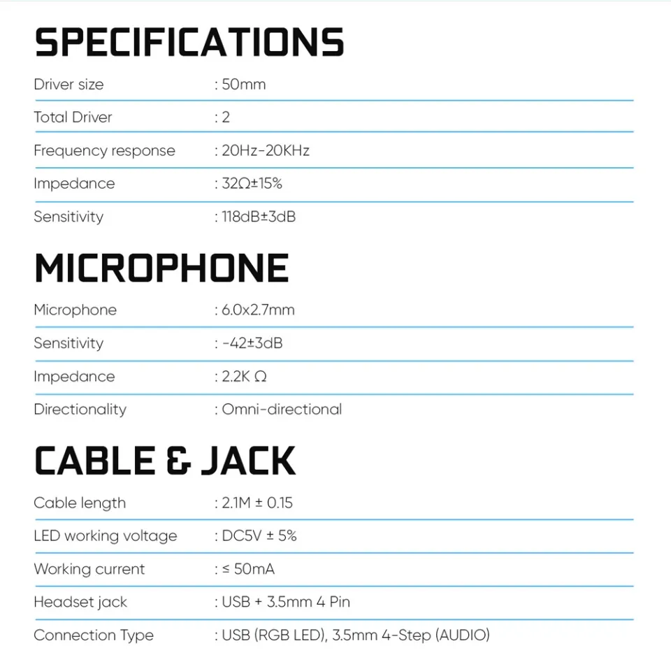 Alcatroz NEOX HP500 2.1 RGB Gaming Headset Black Blue