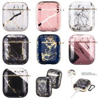 Earphone Case For AirPods 2 Pro Cases Electroplated Marble Cute Gold Glossy Hard Protective Cover for AirPod 3 Air Pods Coque Headphones Accessories