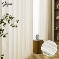 【HOT】㍿ Woven Sheer Curtains for Room Window Voilage Tulle Curtain Balcony Door Ready-made Gauze Rideaux Fabric Panel