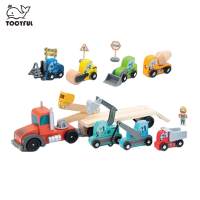 TOOYFUL 8Pcs ไม้รถก่อสร้างของเล่นรถ Playset รถยนต์วิศวกรรมของเล่นเด็กเด็กเด็กผู้ชาย Kado Ulang Tahun