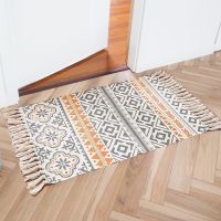 【SALES】 Nordic Cotton Linen Rug for Living Room Bedroom Rugs Non-slip Mat Bohemian Style Machine Washable