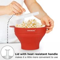 Silicone Popcorn Maker Microwave Popcorn Bucket Foldable Silicone Popcorn Bucket Poppers Bowl Popcorn Maker With Lid Tableware