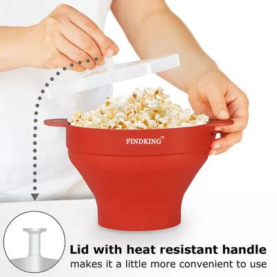 Red Bowl Color Silicone Popcorn Collapsible Container High Quality Kitchen Gadgets Popcorn Bucket Bowl Lid With Lid Tableware
