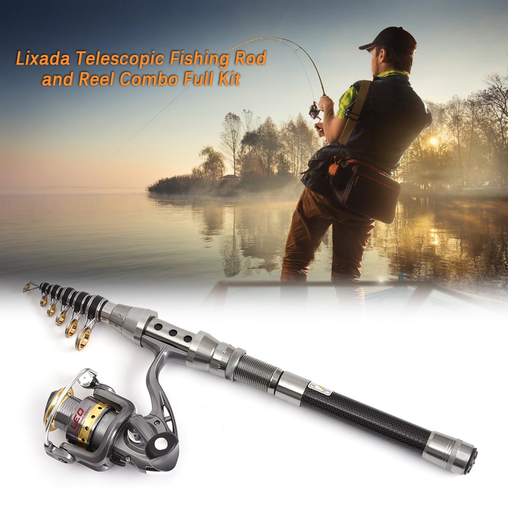 Details about   Fishing Rod Combo And Reel Full Kit Pole Set Spinning Reel Line Lures Hooks 