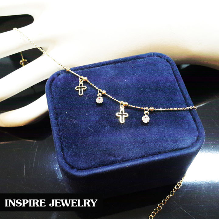 inspire-jewelry-สร้อยข้อเท้า-รูปกางเขน-และ-ฝังเพชร-ปราณีตมาก-งานแฟชั่น-สวยหรู-เหมาะกับการแต่งกายที่สวยงาม