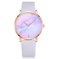 2021 Women Watches Luxury Leather Strip Marble Dial Dress Wristwatch Ladies Gift Quartz Clock Watch for Women