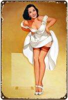 Tanlinxin ขนาดใหญ่ Pinup Girls Wall Art สำหรับ Coffee Bar และ Farmhouse Decor - 6 "X 8" ป้ายโลหะ