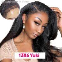 Kinky Straight 4C Edges Baby Hair Human Hair Wig Afro 13X6 Yaki Lace Frontal Natural Hairline 13X4 Transparent For Black Women [ Hot sell ] Decoration Center