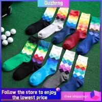 GUZHRNG Fashion Casual Sports Multi-Color Desigh Mens Cotton Socks Plaid Calcetines Winter Warm