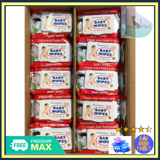 Salecombo 10 gói gói lớn 80gr khăn giấy ướt baby wipes có nắp đậy an toàn, - ảnh sản phẩm 1