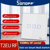Sonoff TX T2 EU 433MHZ Wireless Stick-on Smart Wall Switch RF Remote Controller 86 Type Wall Panel Sticky Wall Switch 1/2/3 Gang