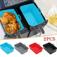 2pcs Air Fryer Liner Rectangular Silicone Airfryer Au Gratin Basket Reusable Non-Stick Washable Bakeware Home Kitchen Tools Pots Pans