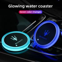 LED Car water coaster atmosphere light for Maserati Levante Ghibli GranTurismo Gran Cabrio Quattroporte lights Non slip mat