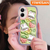 YIWESAN เคสสำหรับ Realme 10 4G,เคส3D การ์ตูนลายกระต่ายสตรอเบอร์รี่เคสมือถือกันกระแทกแบบใสนิ่มฝาครอบป้องกันซิลิกาเจลโปร่งใสลายกล้องถ่ายรูปเก๋ไก๋