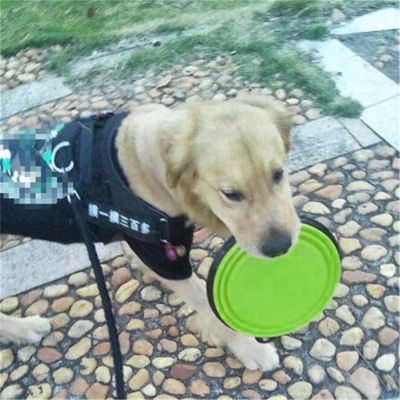 1 ชิ้นสัตว์เลี้ยงสุนัขแมวพับชามใส่อาหารการเดินทางแบบพกพาซิลิโคนน้ำจานป้อน