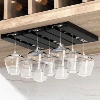 【jw】✒  Accessories Wall Mount Wine Glasses Holder Stemware Classification Hanging Glass Cup Rack Punch-free Cupboard Organizer