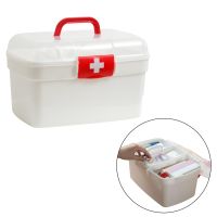 First Aid Storage Box Dustproof Portable with Handle for Arts Crafts Hiking Detachable Tray Storage Organizer with Handle Medicine  First Aid Storage