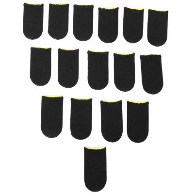 18-Pin Carbon Fiber Finger Sleeves For PUBG Mobile Games Press Screen Finger Sleeves Black & Yellow(16 Pcs)