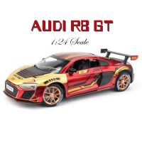 【มายากล】สเกล1:24รถออดี้ R8 GT โมเดลรถอัลลอยสังกะสีพร้อมแสงและเสียงและการบังคับเลี้ยวและการดึงกลับของเล่นดายคาสต์ของตกแต่งคอลเลกชันของขวัญสำหรับเด็กผู้ชาย