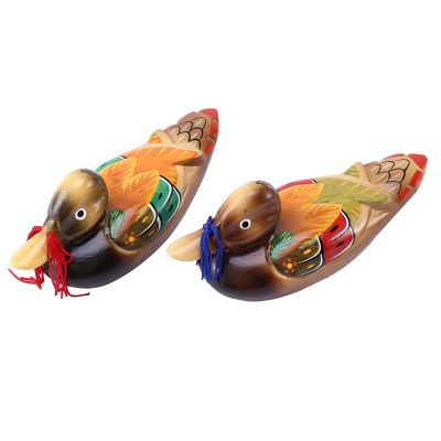 Cute Chinese Wooden Mandarin Duck and Duck Decorations Interior Bedroom Room Decoration, 2PCS