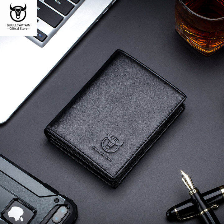 top-bullcaptain-casual-business-card-holder-rfid-anti-theft-brush-wallet-men