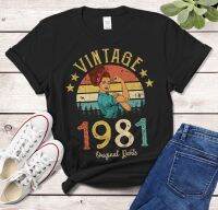 เสื้อยืดวินเทจ1981ชิ้นส่วนเดิม40ปี40Th ไอเดียของขวัญวันเกิดผู้หญิงหญิงสาวแม่ภรรยาลูกสาวเสื้อยืดย้อนยุคตลก