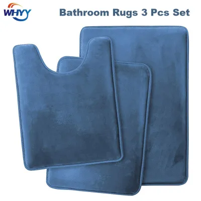 Velvet Bath Mat Super Soft Non-slip Comfortable Bath Mats Rug Carpet Set for Bathroom Absorbent Washable Rug Toilet Floor Mat