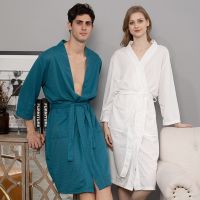 【CC】✘♤☇  Lovers Waffle Bathrobes Men Suck Kimono Nightgowns Robe  Polyester Hotel Spa Soft Bridesmaid