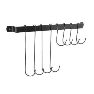 Coffee Mug Rack,Wall Mounted Coffee Cup Holder with Flexible Hooks,for Mugs,Teacups,Kitchen Utensils(16 Inch/Black)