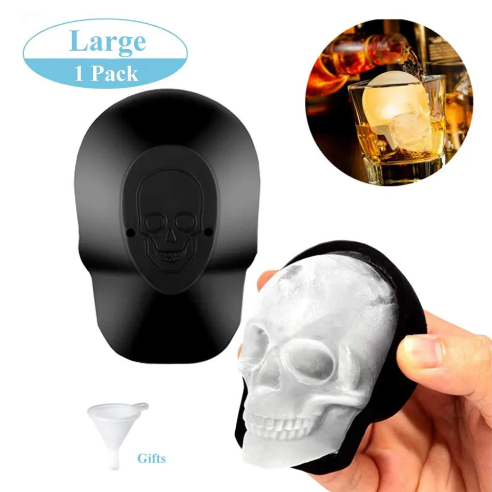 Extra Large 3D Skull Ice Cube Mold Silicone Ice Molds for Whiskey Skull Ice  Cube Trays with Funnel for Big Mouth Cup Skull Ice Maker with Resin