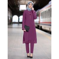 COD DSGERTRYTYIIO Set warda wanita 2020 New Muslim solid color Baju Kurung Dress slim Womens Suit pants fashion ABAYA muslim wear WARDEENA DINI SUIT plus size (dress pants)M-4XL