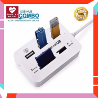 Daujai happy ตัวแปลงการ์ดรีดเดอร USB Hub Combo 2.0 Card Reader High Speed USB Combo All In One 3 Ports เครื่องอ่านการ์ดหน่วยความจำสำหรับ Hub Multi USB Splitter การ์ดความจำ การ์ดความจำอะแดปเตอร์สำหรับตัวอ่าน