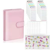 《   CYUCHEN KK 》2022 A5 A6 Budget Binder Planner 12ชิ้นงบซองที่มีสีสัน PU หนังโน้ตบุ๊ค Binder 6 PCS A6 Binder กระเป๋า