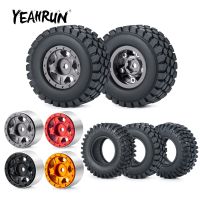 YEAHRUN 1.0inch Metal Beadlock Wheel Rims 50/54mm Rubber Tires Set for TRX4M Axial SCX24 1/18 1/24 RC Crawler Car Model